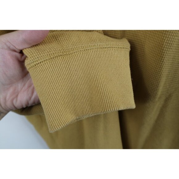 Vintage Eddie Bauer Mens 2XL XXL Faded Thermal Waffle Knit Henley T-Shirt Yellow - Picture 6 of 10